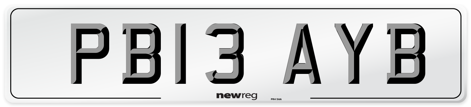 PB13 AYB Number Plate from New Reg
